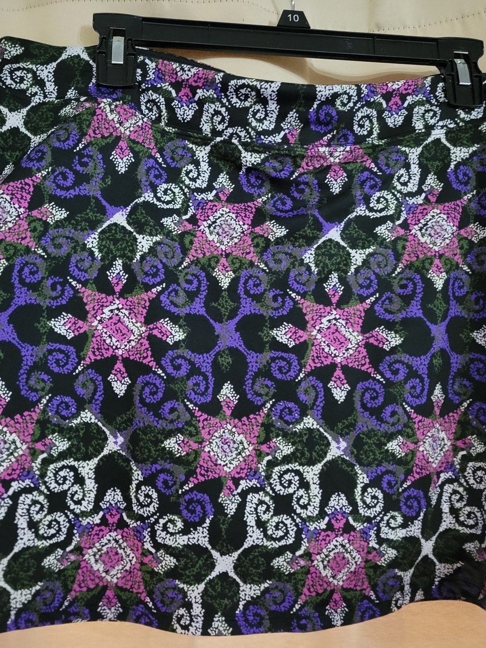Tranquility by Colorado Clothing Black Mini Skirt with Purple & Pink Pattern